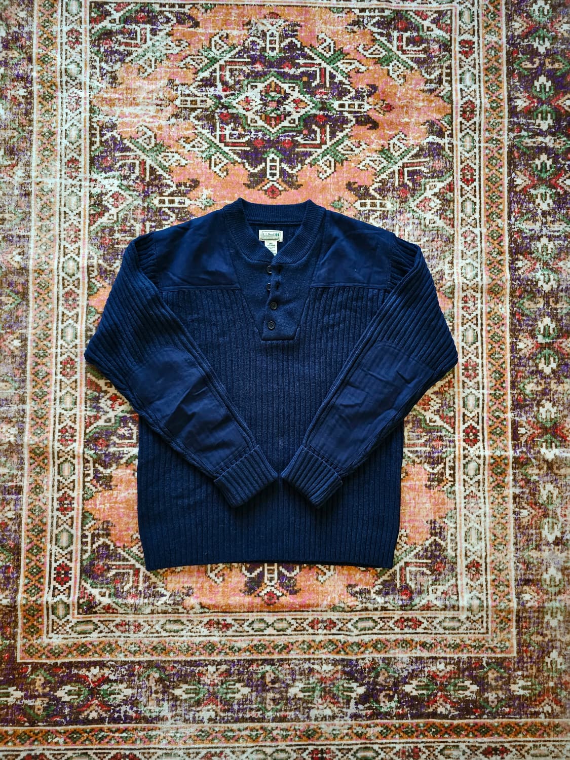 90s LL Bean 코만도 헨리넥 니트 네이비 (L) 상품이미지1