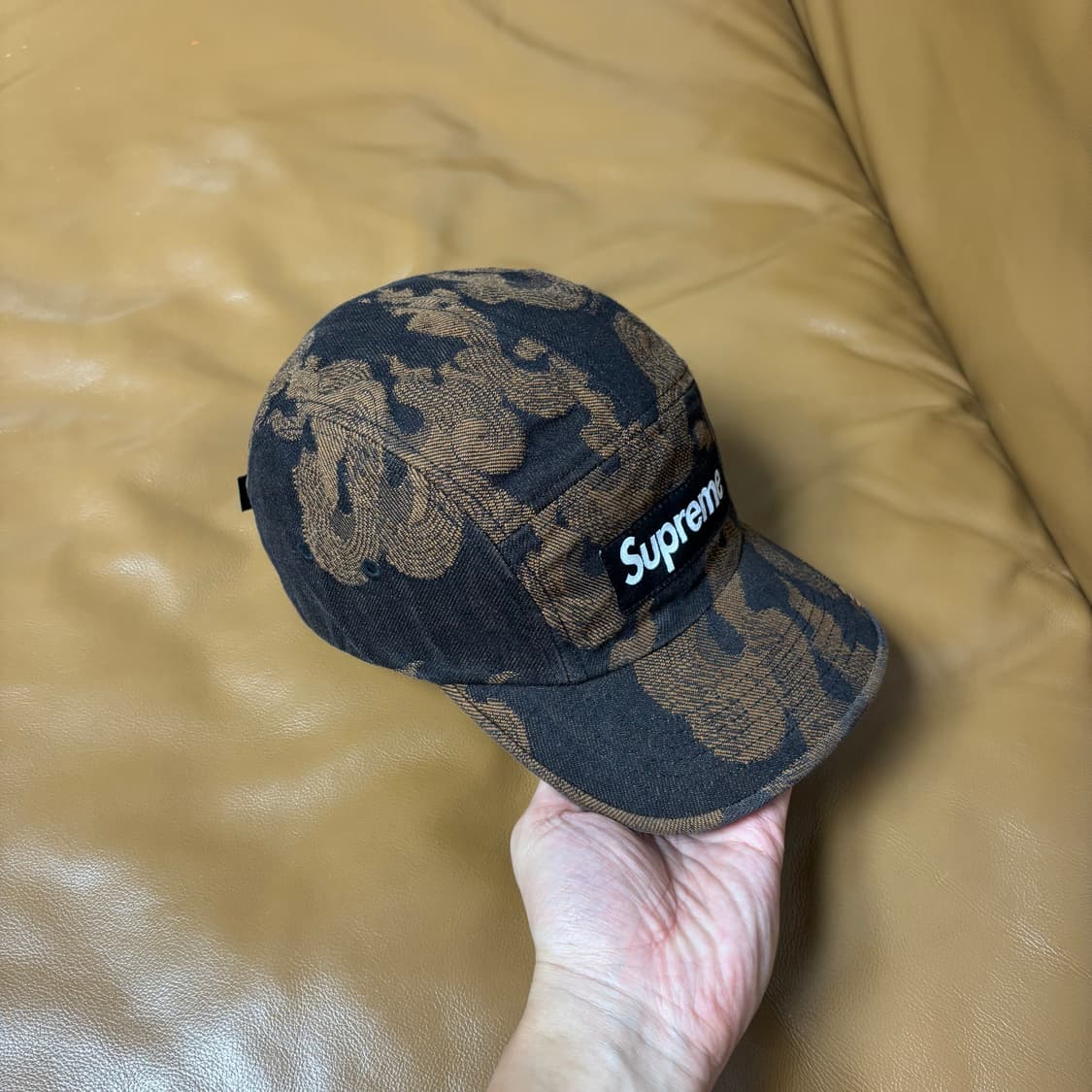 Supreme 슈프림 플레임 워시드 데님 브라운 캠프캡 모자 상품이미지3
