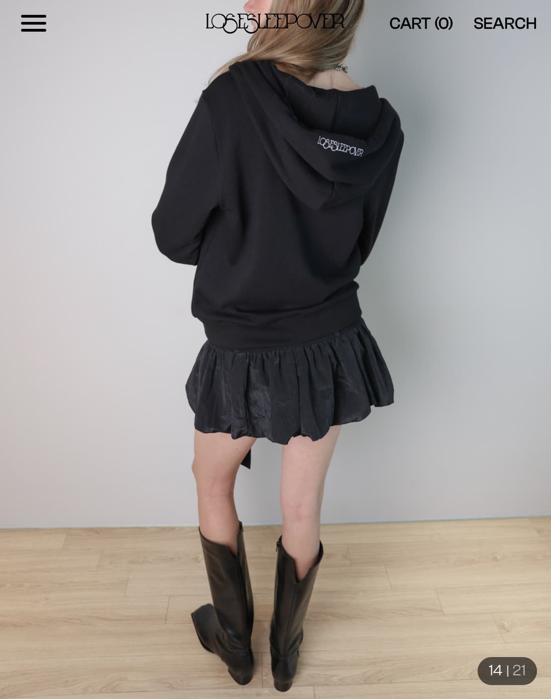 루즈슬립오버 펌킨 셔링 리본 미니스커트 블랙 M 상품이미지4