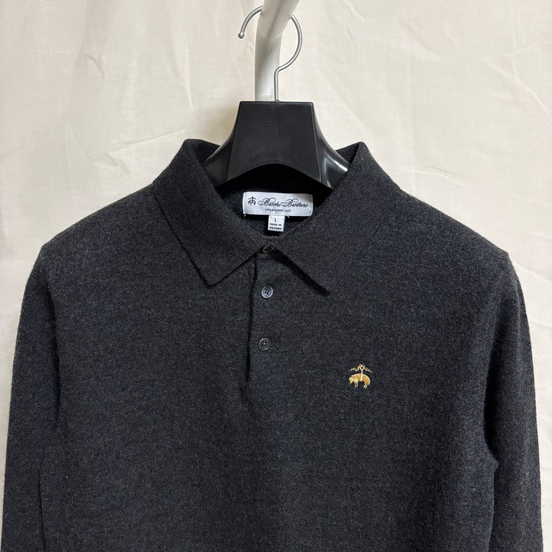 브룩스브라더스 클래식 울 카라 니트 / 차콜, L 상품이미지2