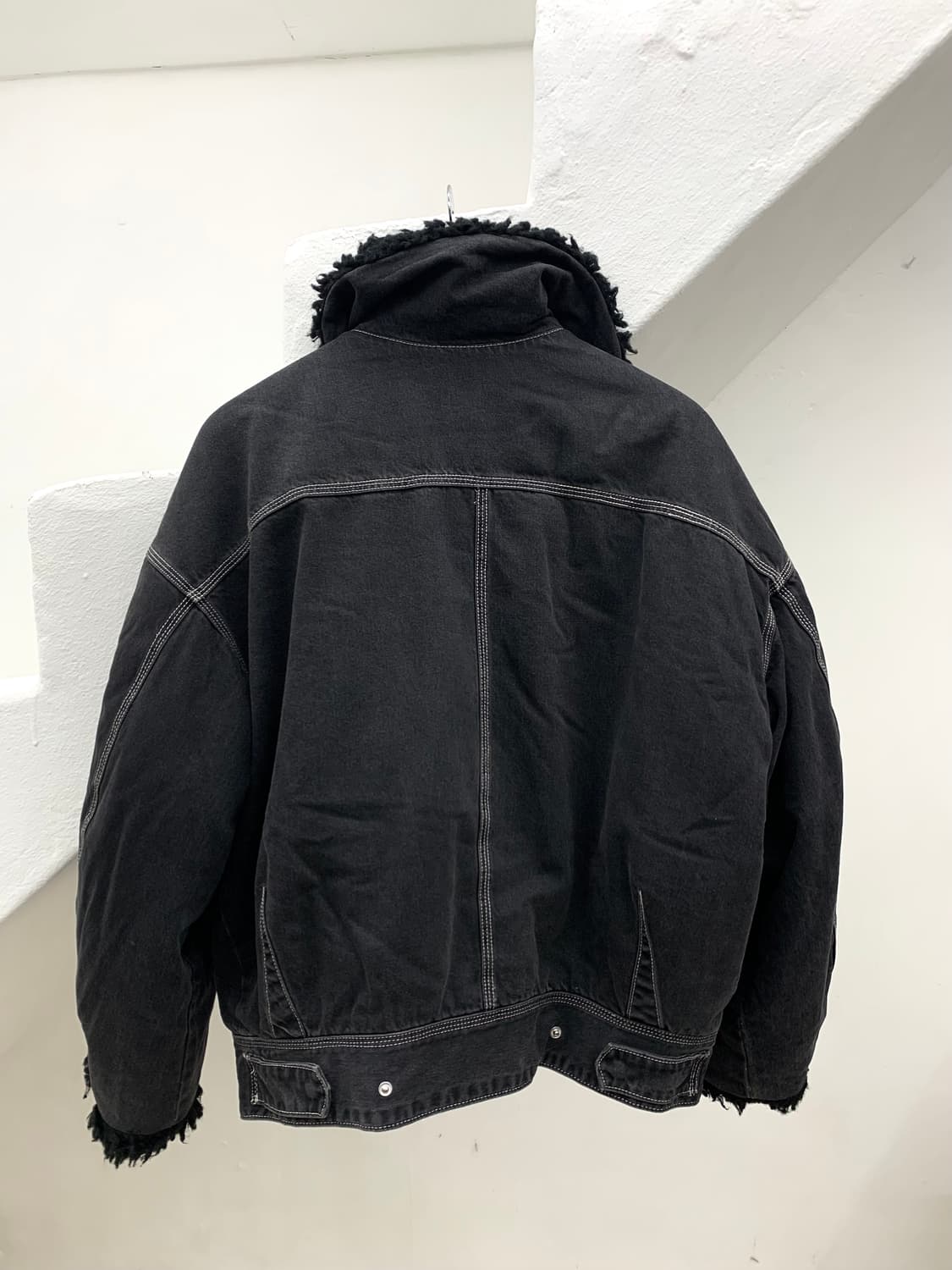 Grunge mood denim fur bomber  상품이미지3