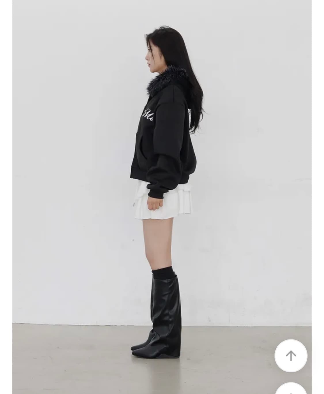 블랙 레더 폴딩 부츠 상품이미지1