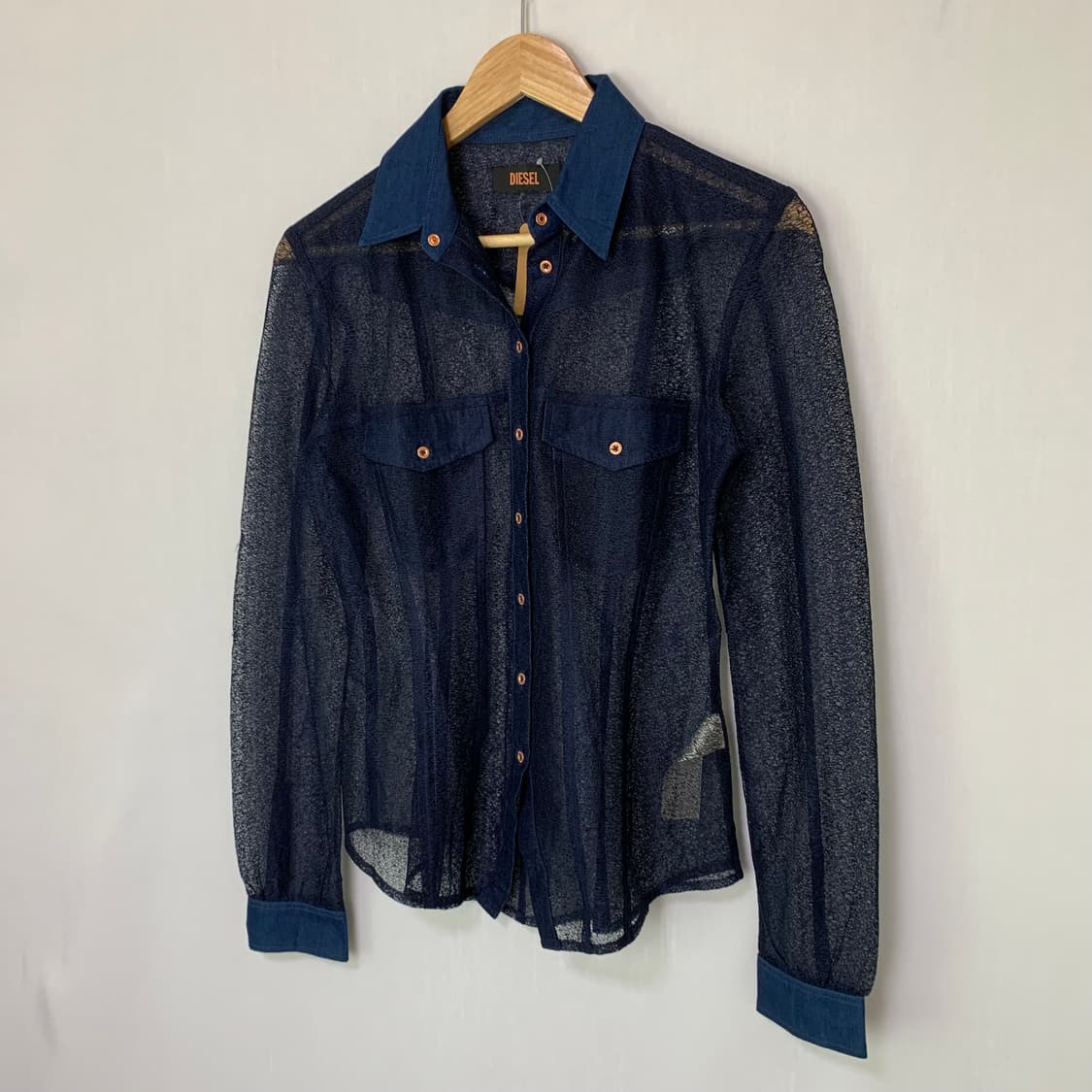 DIESEL 디젤 슬림 라인 시스루 메쉬 포켓 데님 셔츠 빈티지 y2k 상품이미지2