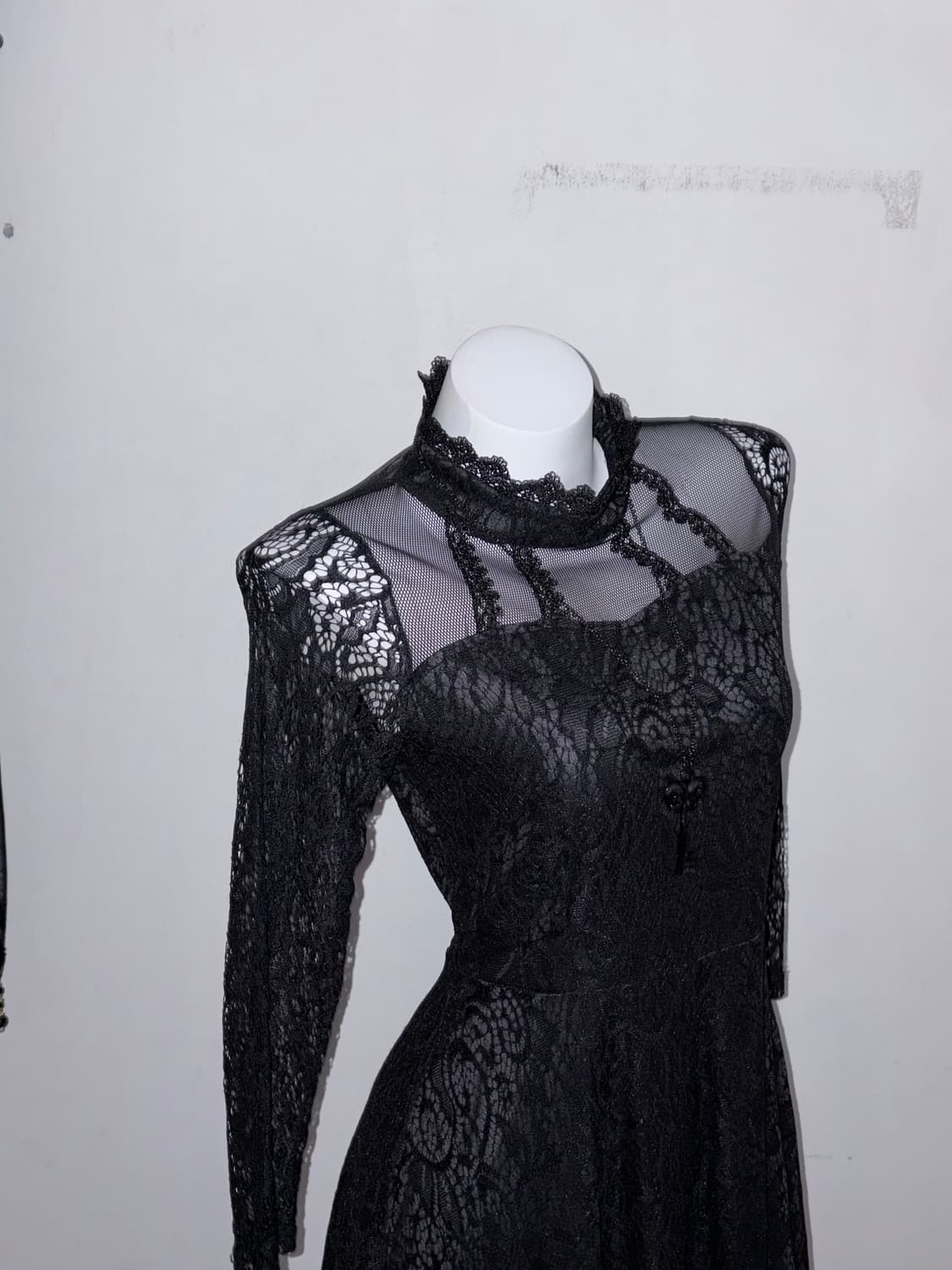 레이스 고딕 원피스 고스 블랙 원피스 미사깔 다크페미닌 오사라기 상품이미지6
