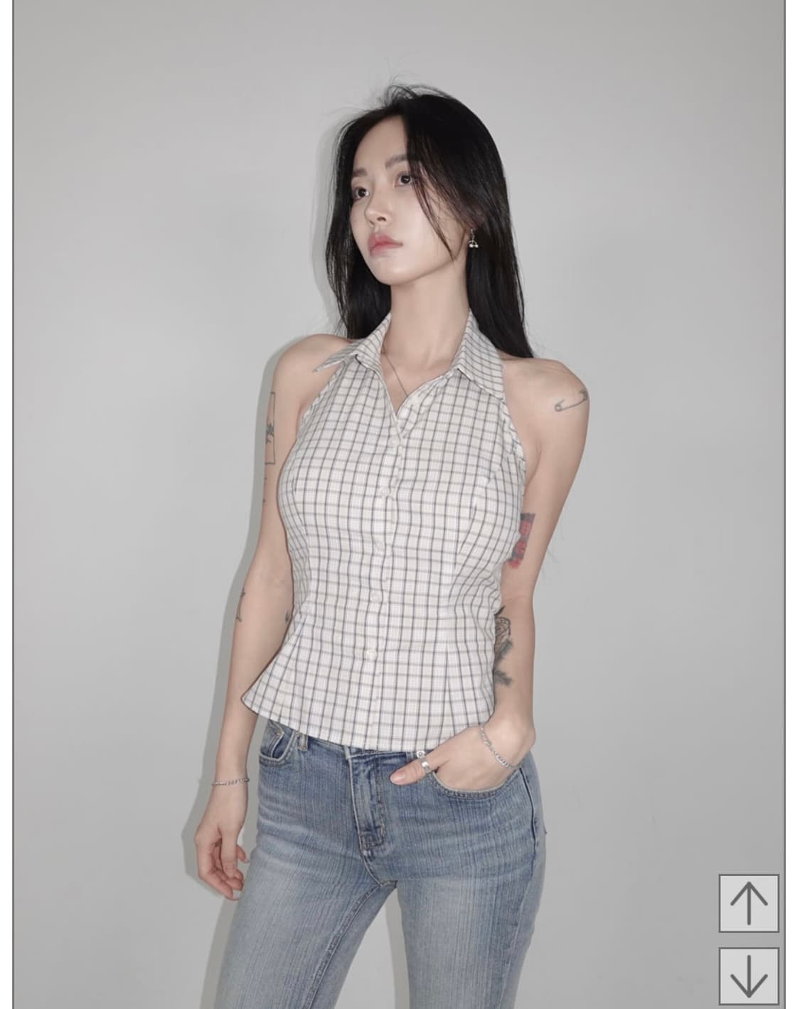 페일제이드) Check Halter-Neck Shirts Ivory 2 상품이미지2