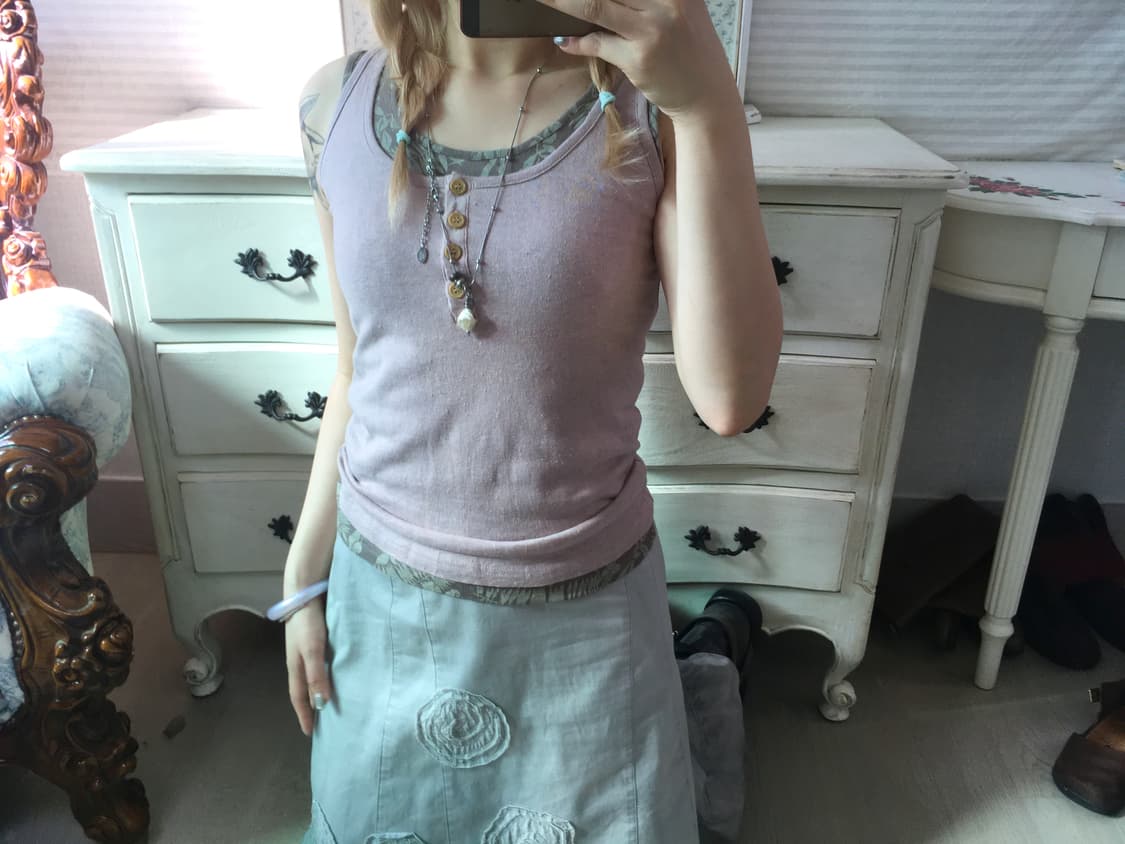 jpn vintage dusty pink layered sleeveles 상품이미지3