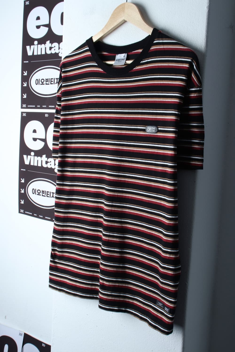 (L-XL) 크리틱 반팔 티셔츠 스트라이프 컬러믹스 올드스쿨-H32439 상품이미지1