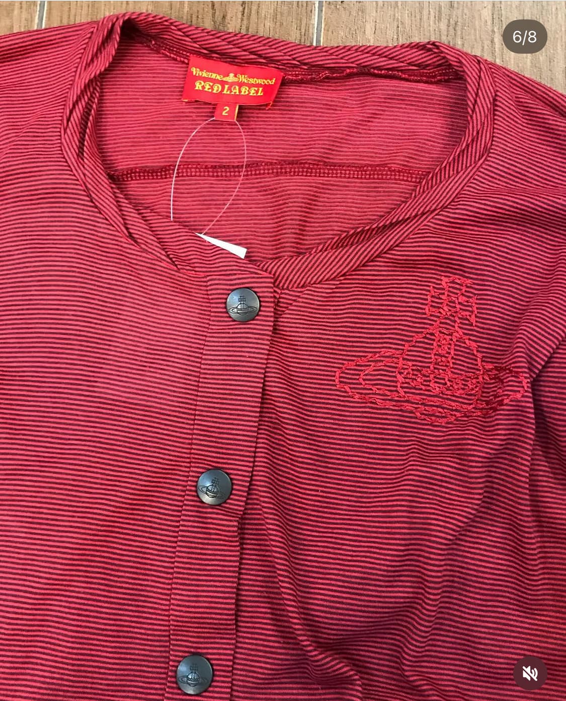 비비안웨스트우드 레드라벨 오알비 스트라이프 가디건 레드 버건디 상품이미지6