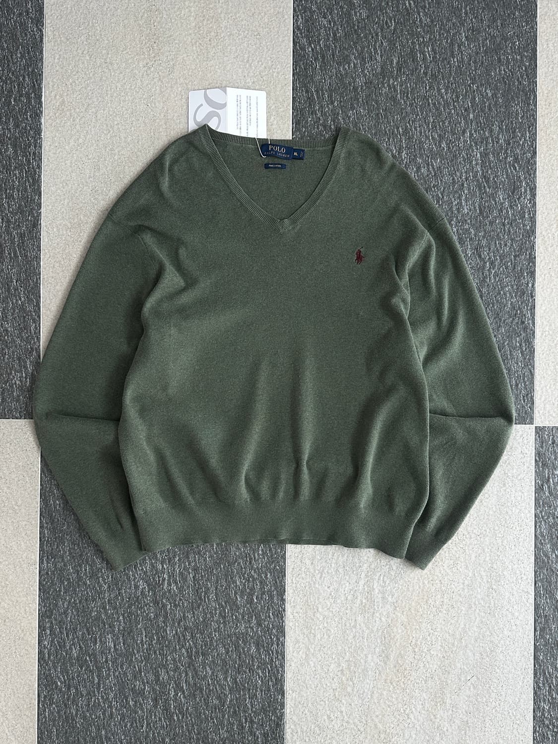 폴로 랄프로렌 피스타치오 V넥 피마코튼 니트 상품이미지1