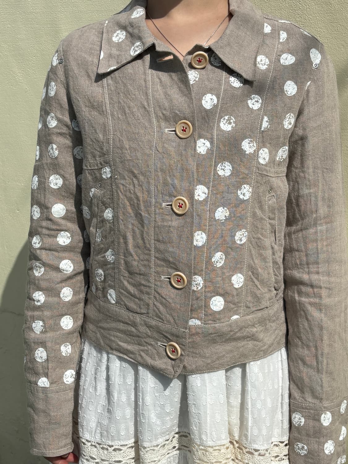 도트 프린팅 린넨 자켓 상품이미지2