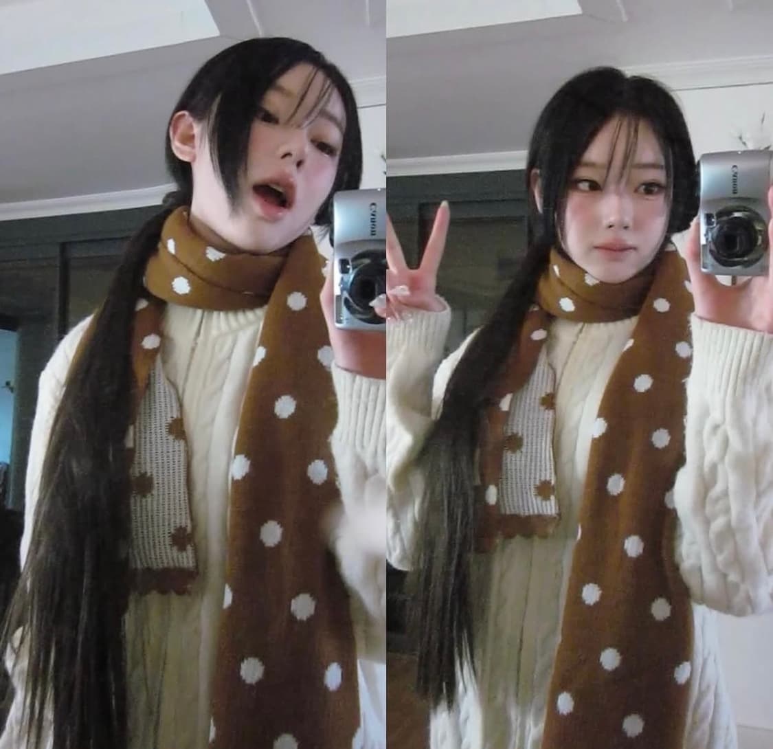 노오너 꿘나 브라운 도트 밤비 목도리 머플러 상품이미지1