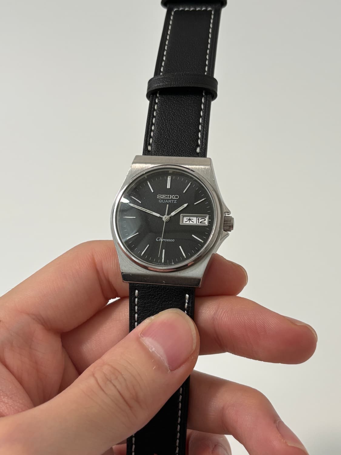 80s chronos black dial silver quartz 상품이미지2