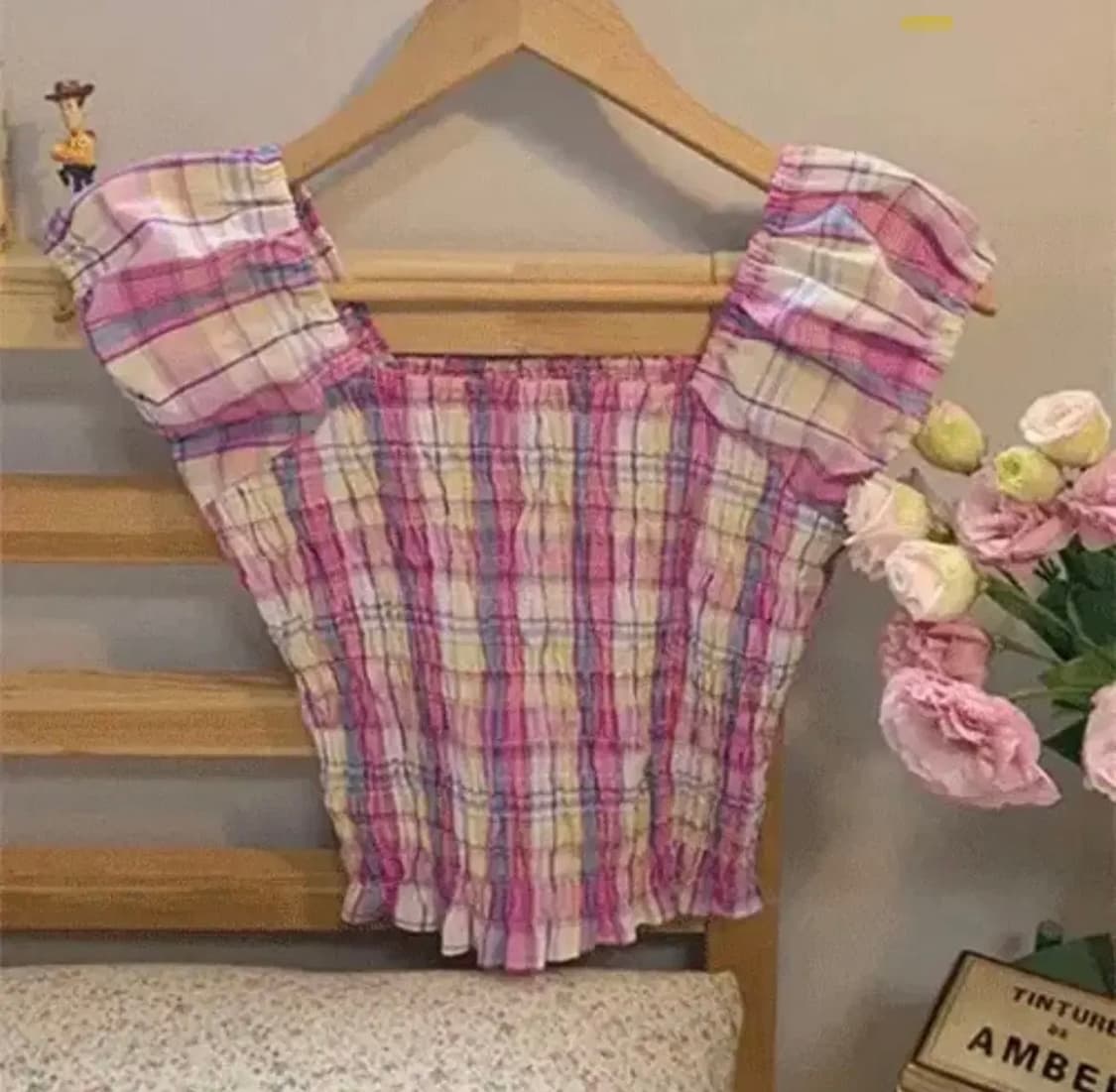 빛다 체크스모크 탑 상품이미지3