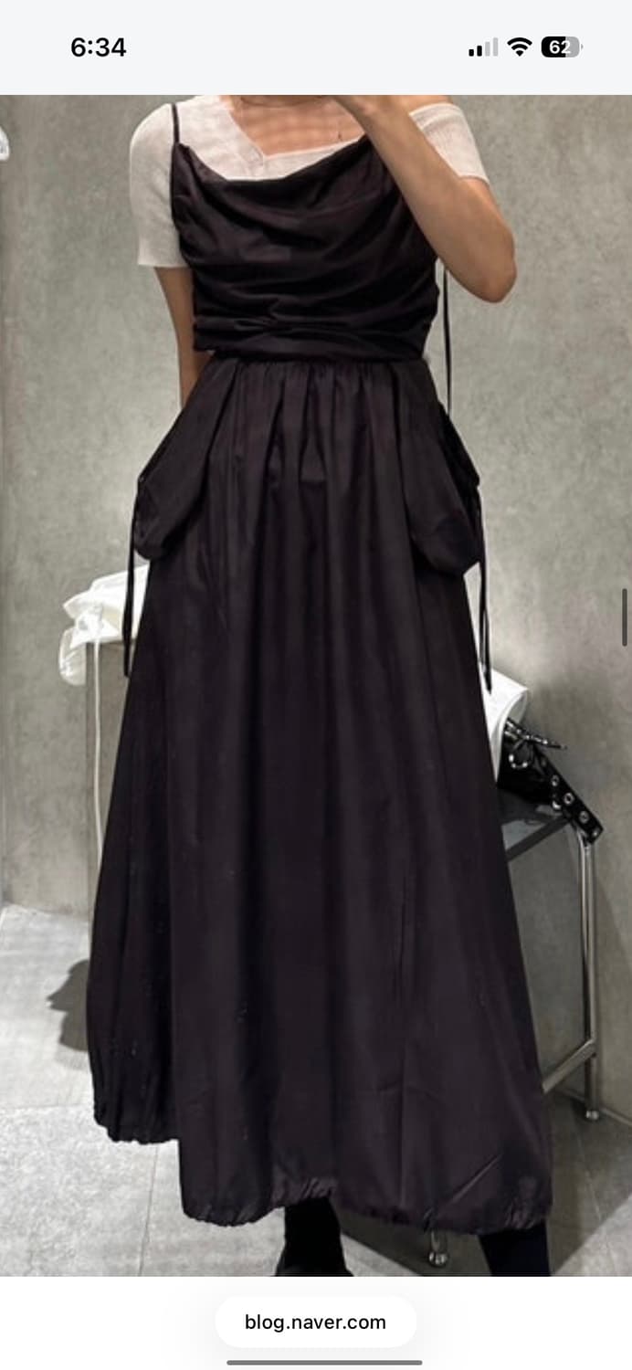 더 오픈 프로덕트 패치 포켓 셔링 드레스 딥 브라운 상품이미지2