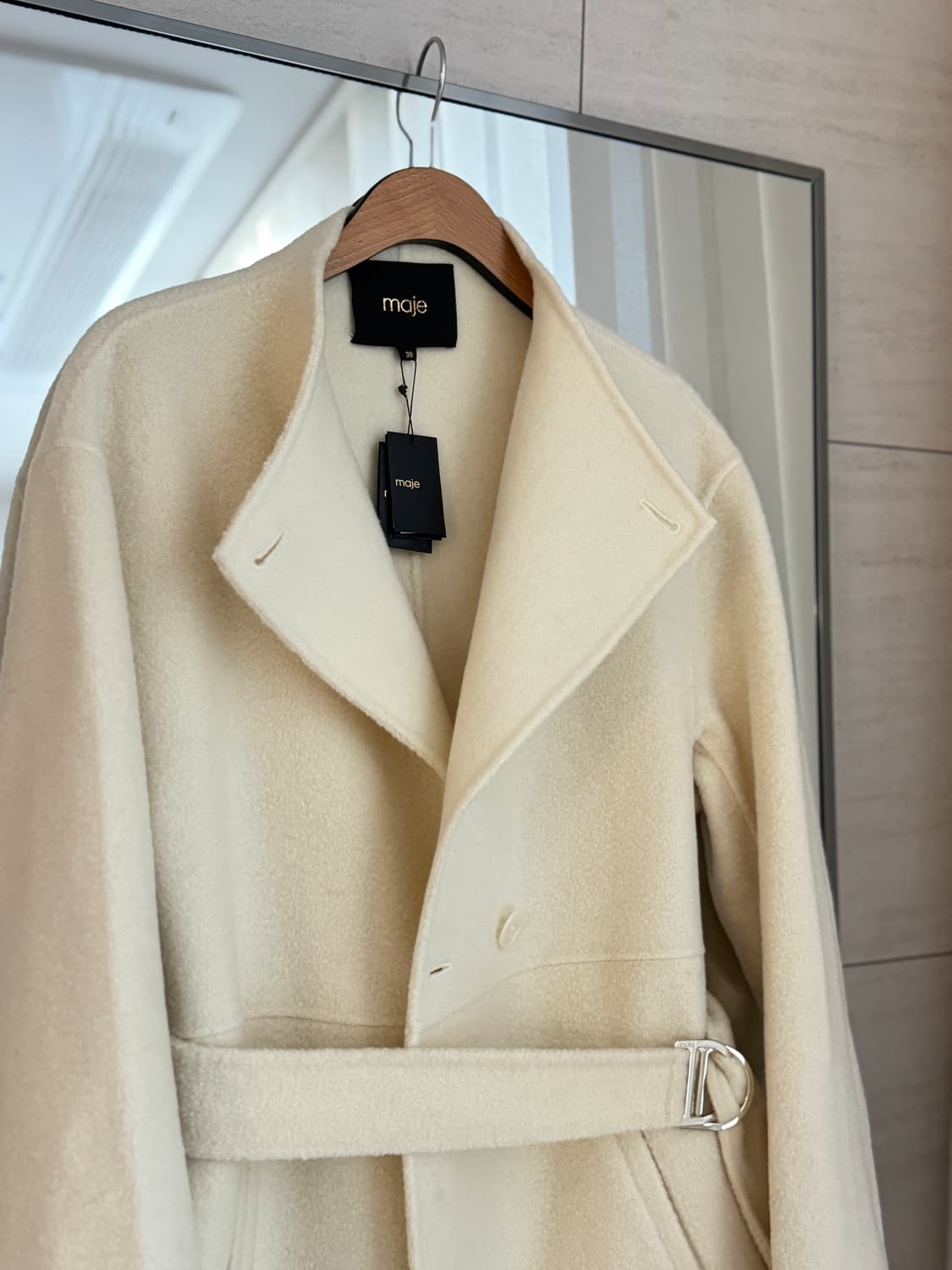 🖤 마쥬(MAJE) 아이보리 울 롱코트 상품이미지3