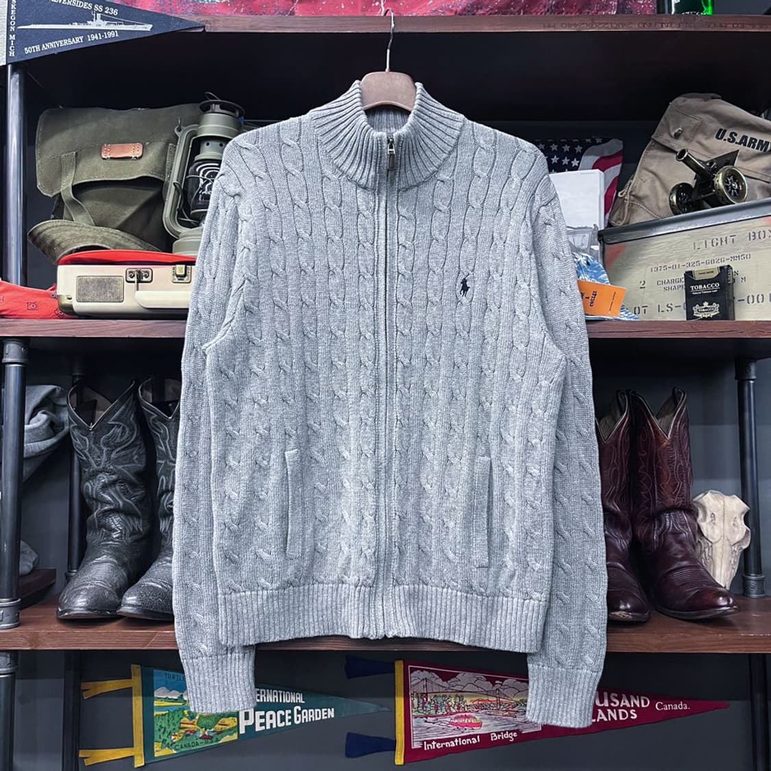 폴로 랄프로렌 꽈배기 집업 니트 스웨터 상품이미지1