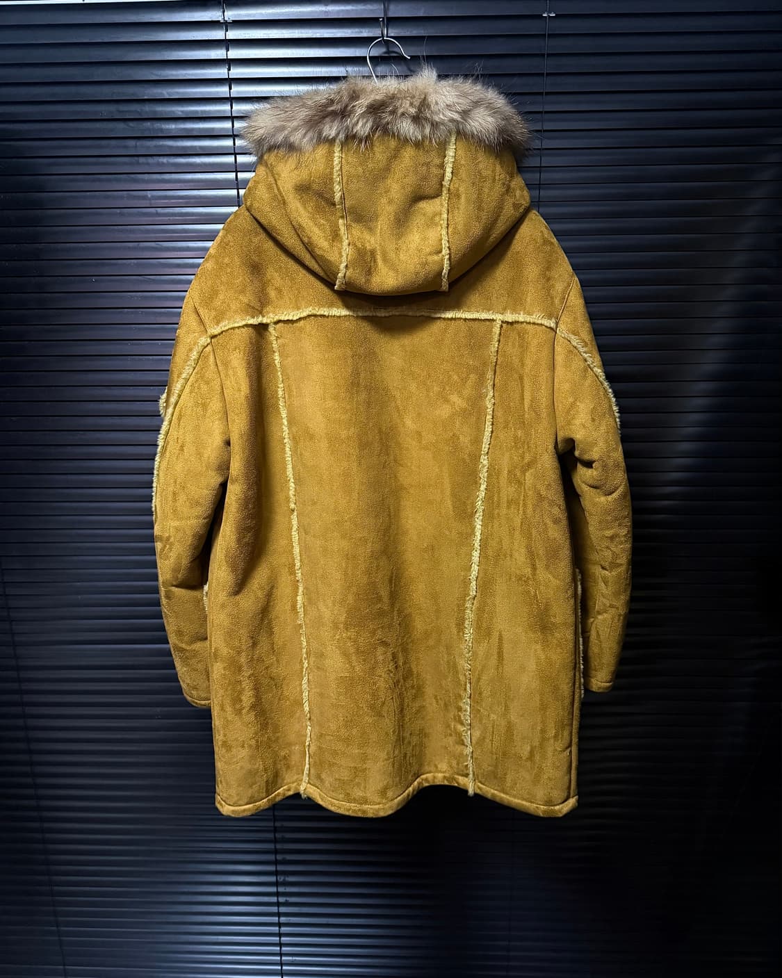 COMME CA NO TURN MEN 후드 후디 털 롱 무스탕 카멜 코트 상품이미지5