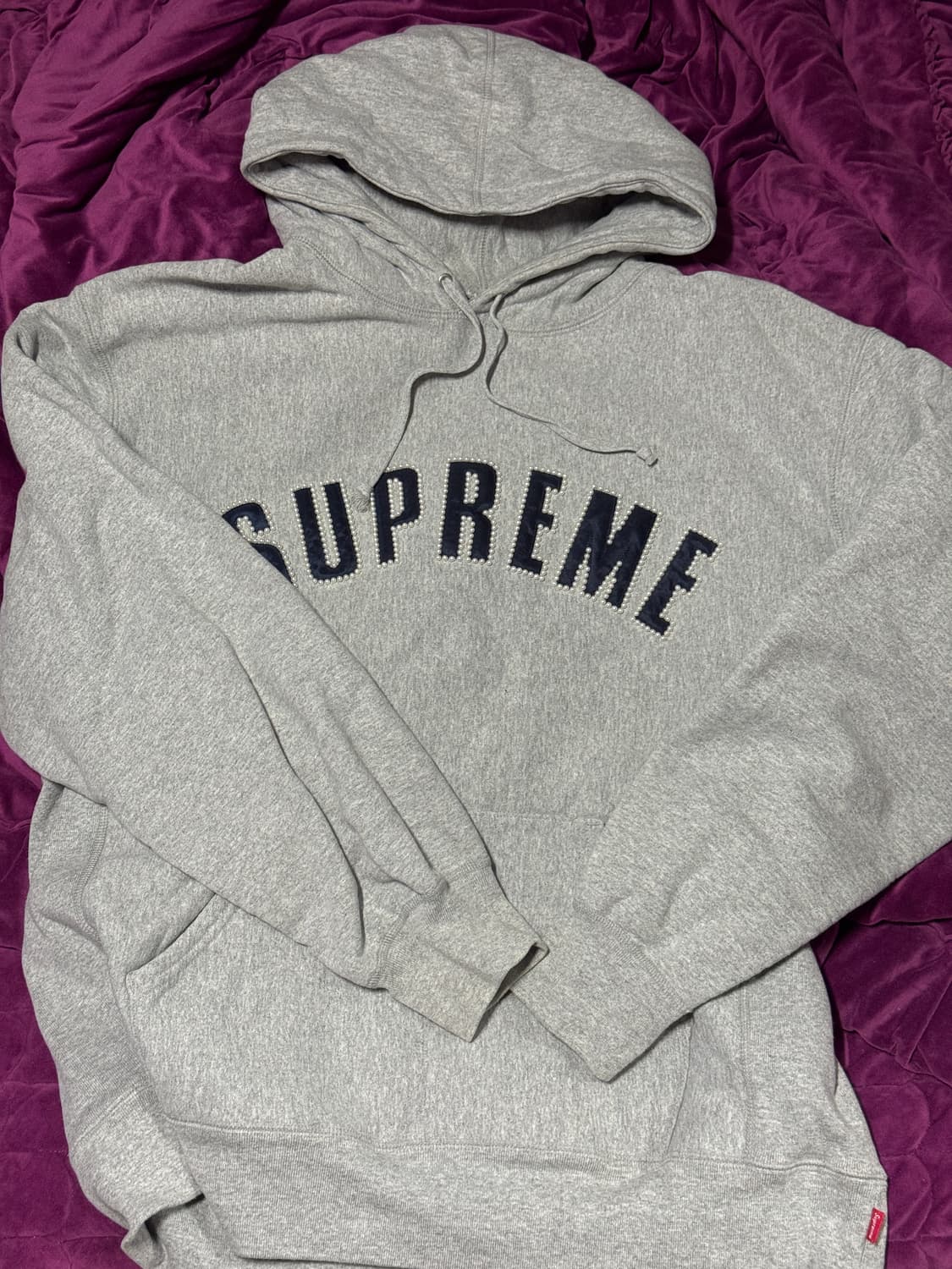 21FW 슈프림 펄 로고 후드 스웨트셔츠 그레이 XL 상품이미지1