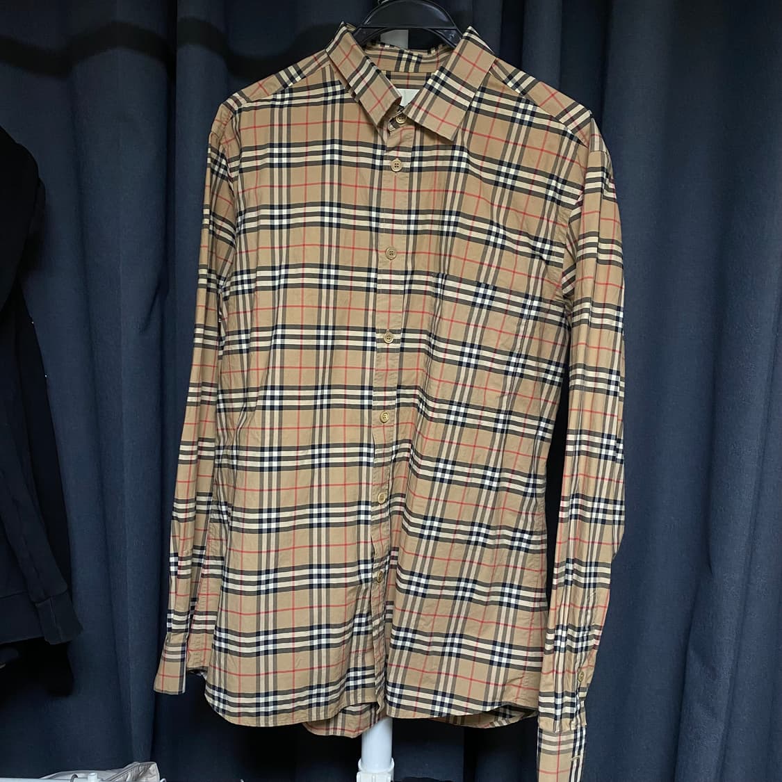 버버리 스몰 스케일 체크 스트레치 코튼 셔츠 XL 상품이미지1