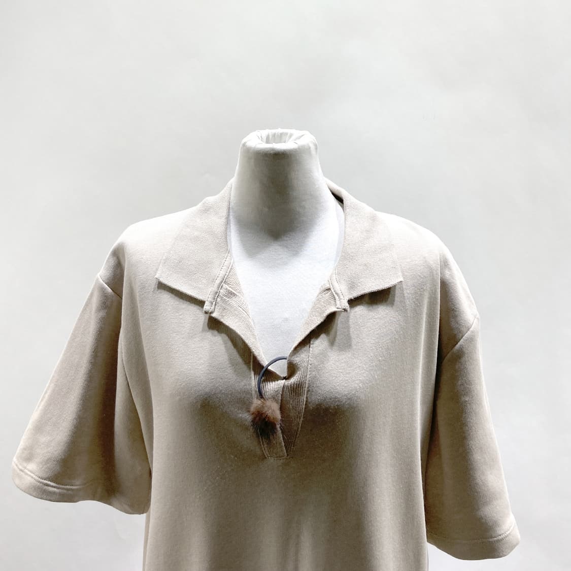 자라 카라 반팔 롱원피스 베이지 M  상품이미지2