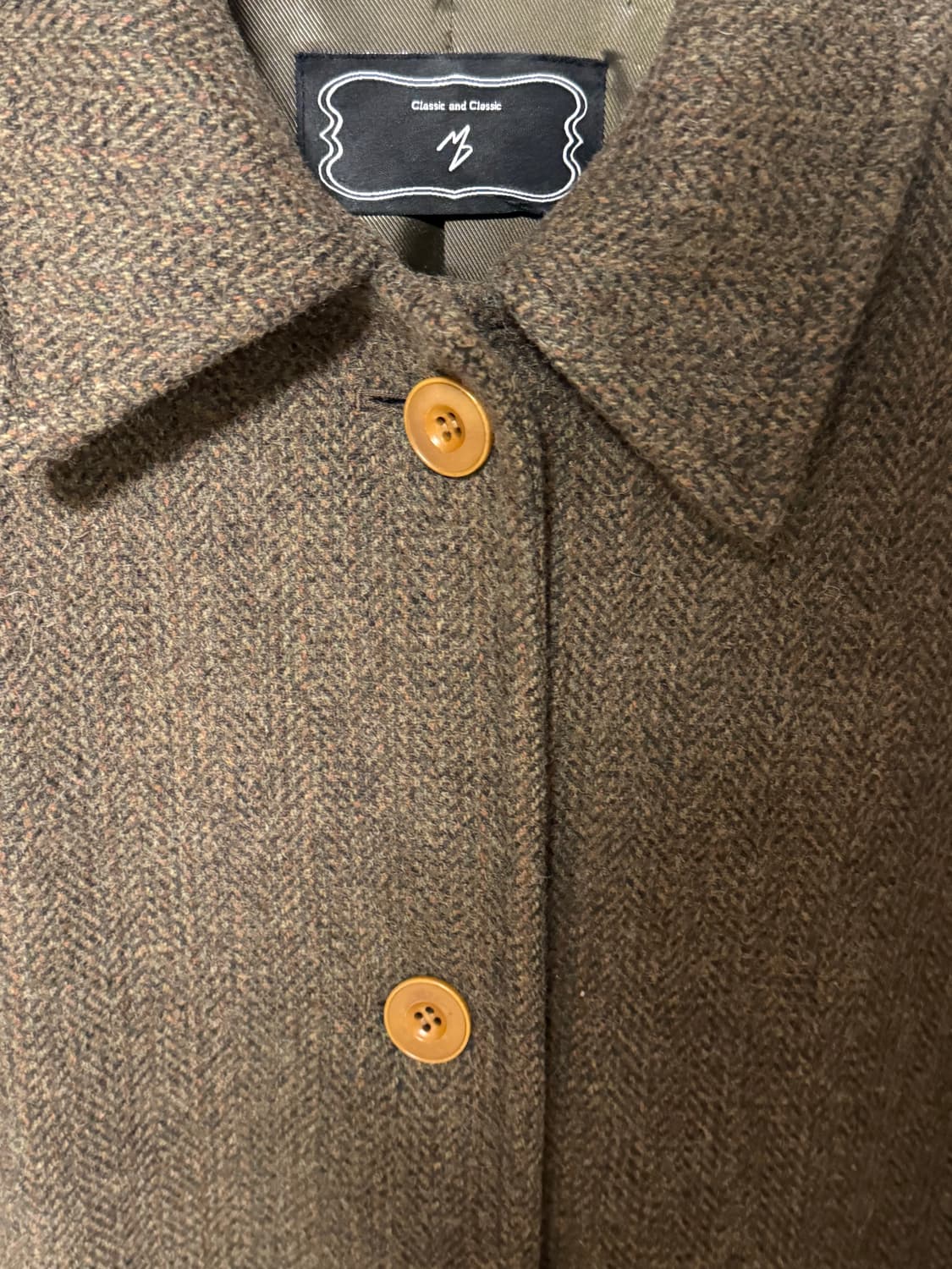 모데스트무드 누벨코트 카키브라운 헤링본코트 상품이미지4