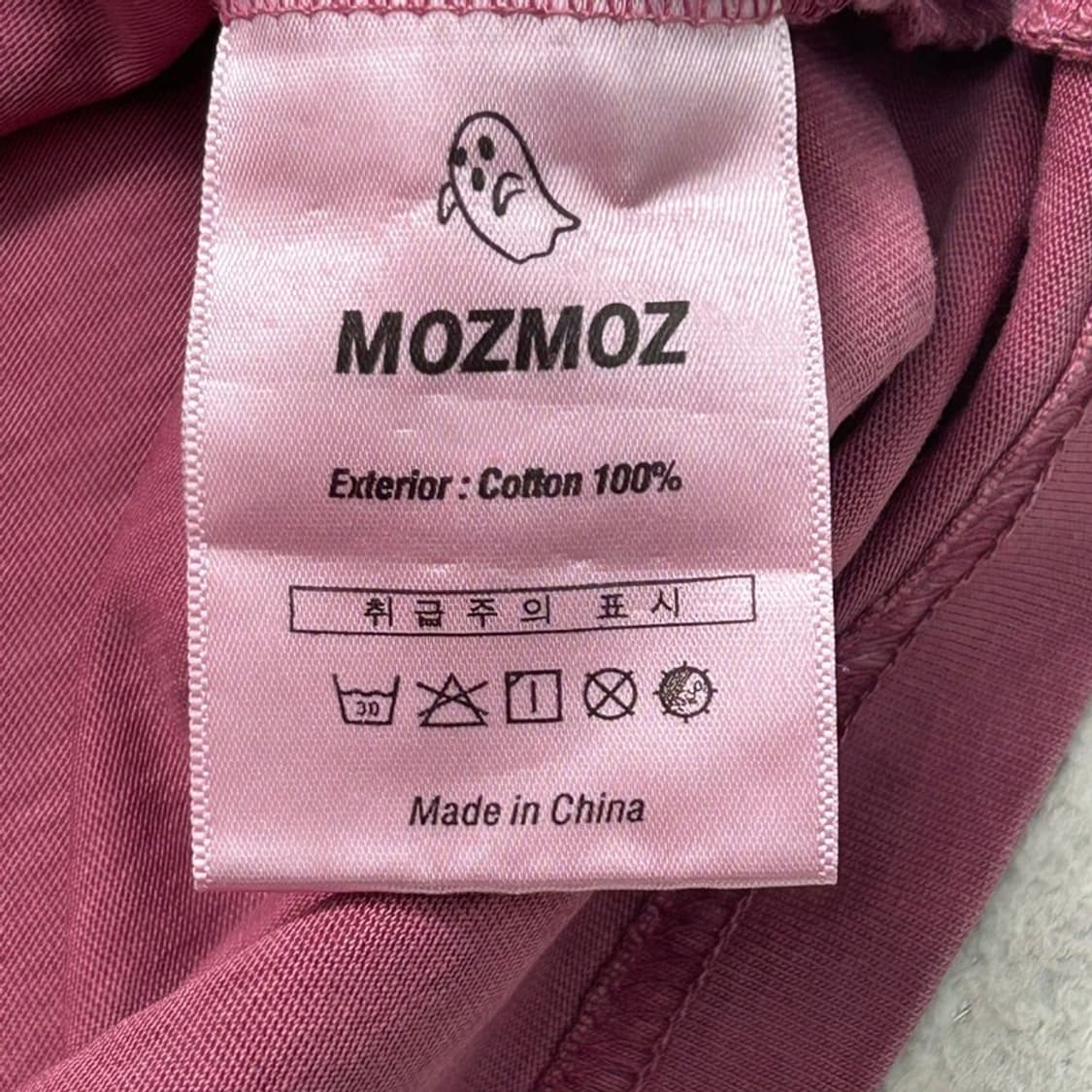 MOZMOZ 스파이더 오버핏 피그먼트 반팔티 핑크 2 상품이미지6