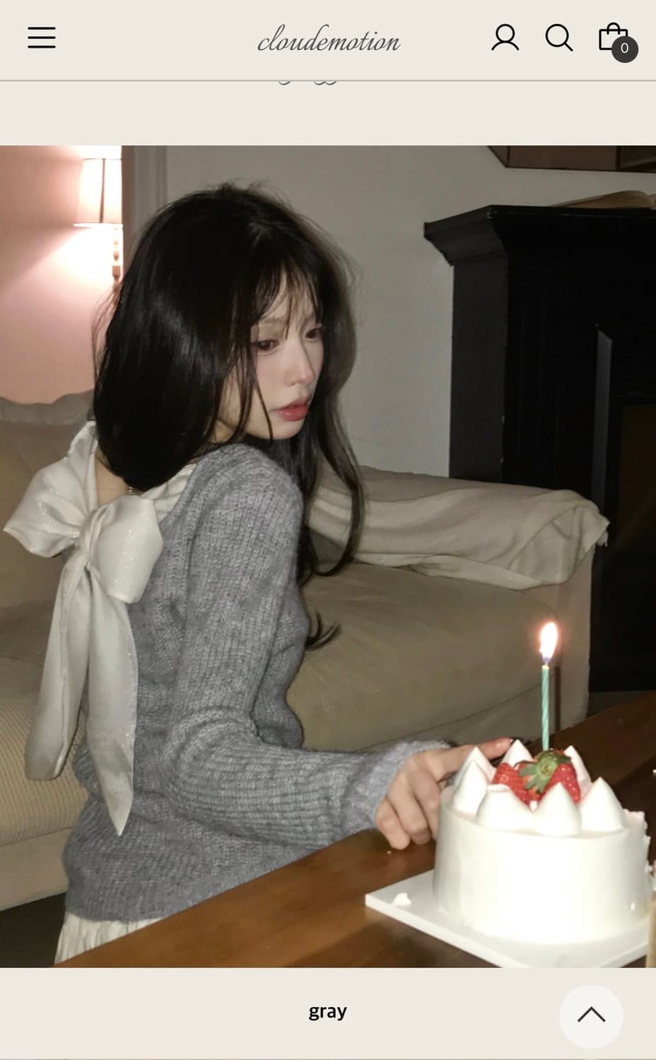 클라우드이모션 모네뜨 백 리본 새틴 point 니트 TOP 상품이미지2