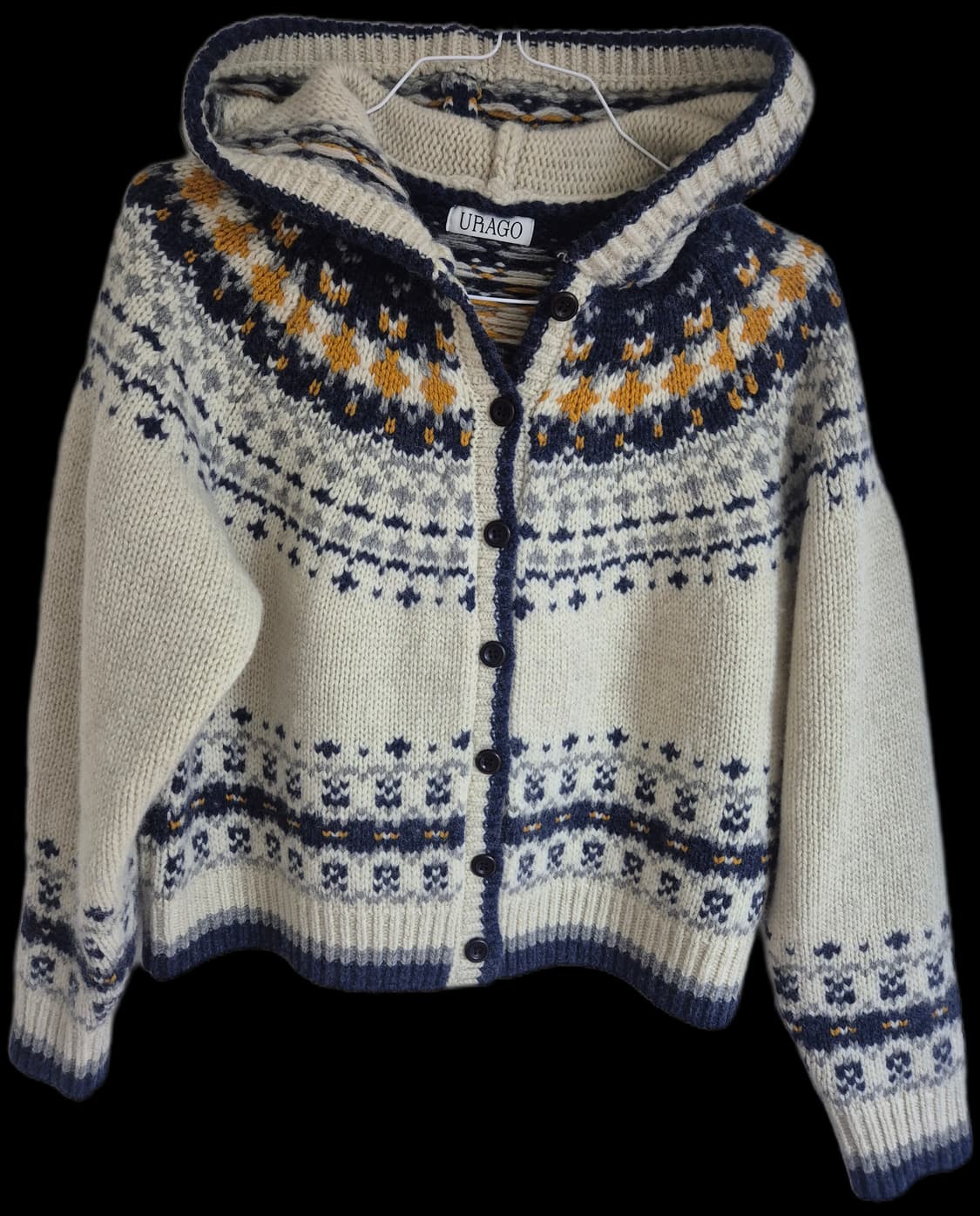 유라고 자카드 후드 가디건 (아이보리) 상품이미지1