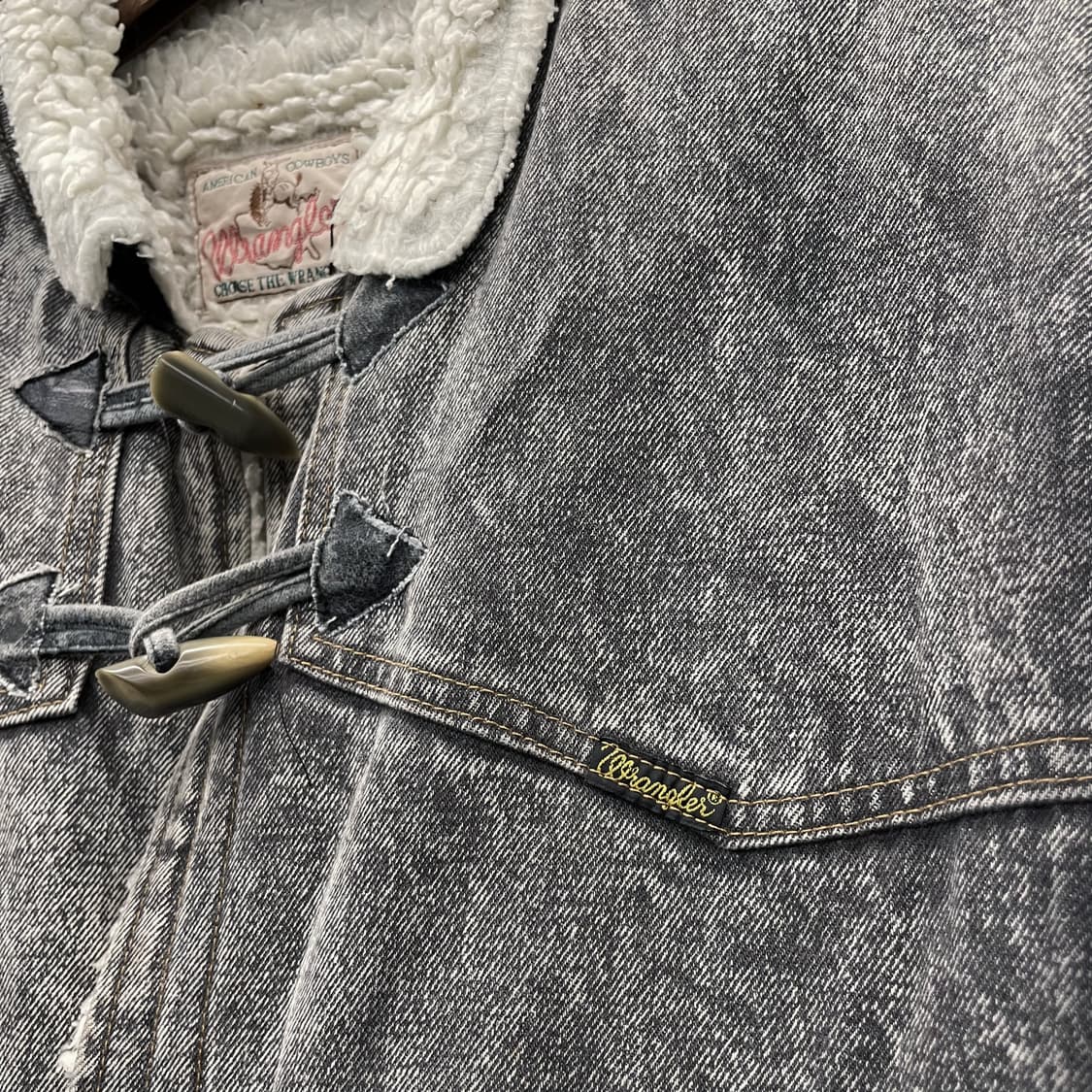 90s 랭글러 쉐르파 웨스턴 카우보이 데님 코트 자켓 상품이미지4