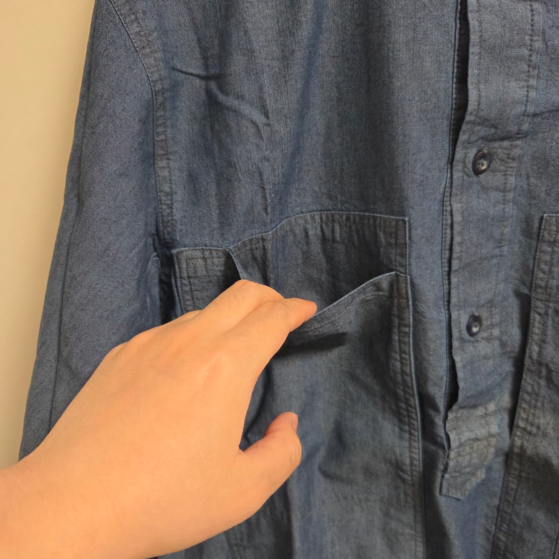 Azito 재팬 하프버튼 데님 워크셔츠 L(100) 상품이미지4