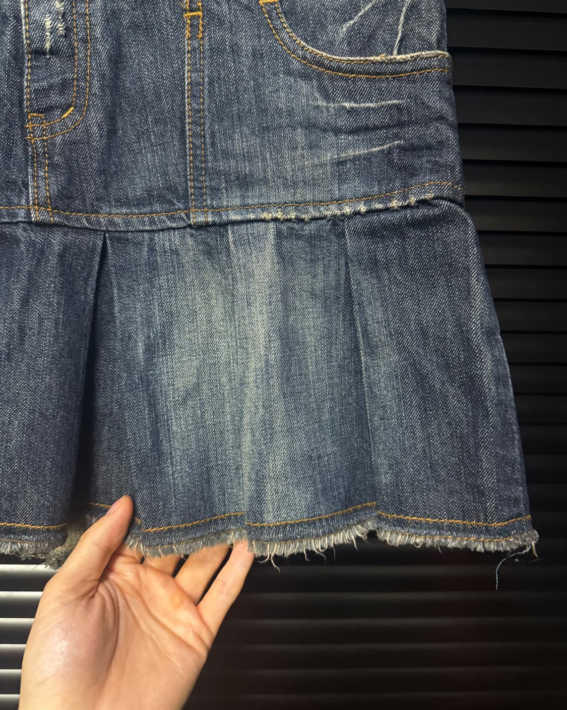 YA2 워싱 데님 플리츠 주름 스커트 치마 29 갸루 로리걸 고스 펑크  상품이미지3