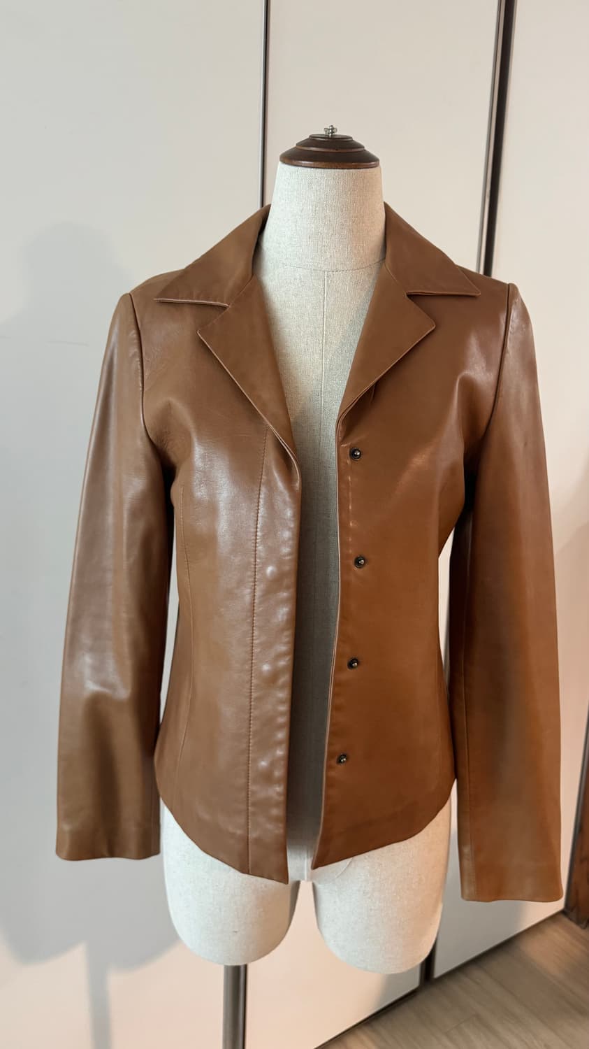 TIME 양가죽 여성 가죽 브라운 자켓  상품이미지1