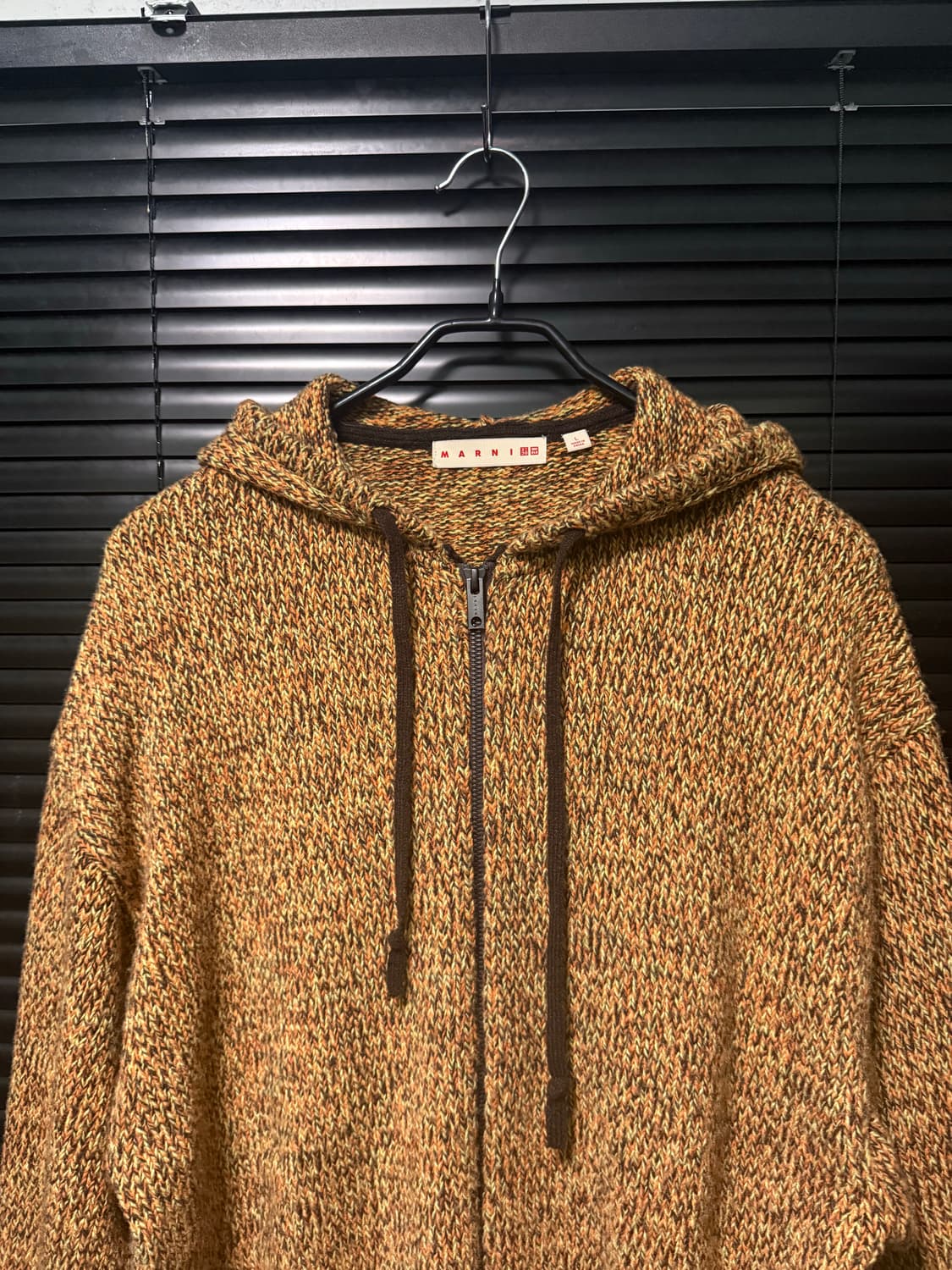 유니클로 마르니 콜라보 옐로우 에스닉 니트 후드 집업 노랑색 L 100 상품이미지4