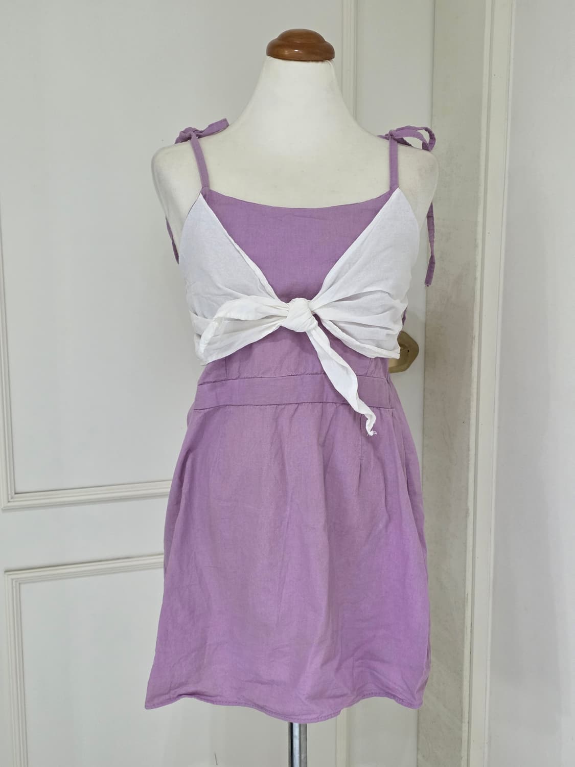 빈티지)레이어드 퍼플 볼레로 빅리본 히메갸루 모리걸 여름휴양지원피스 상품이미지2