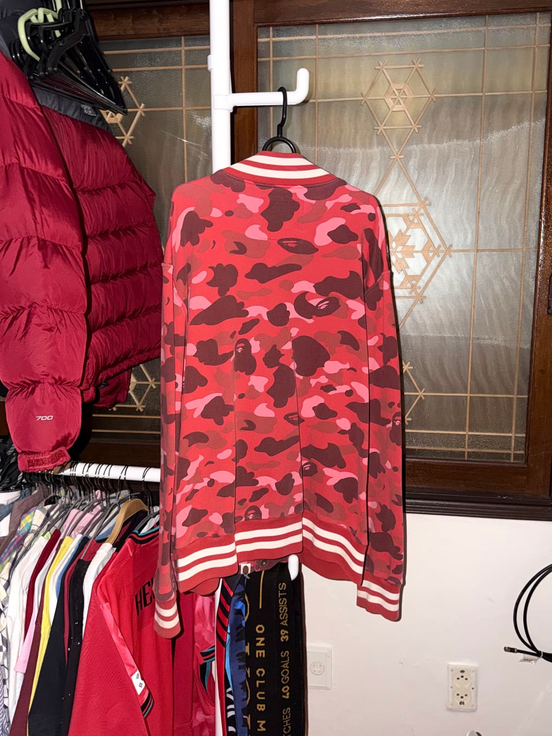 베이프 OG 레드 카모 사루 로고 바시티 자켓 상품이미지2