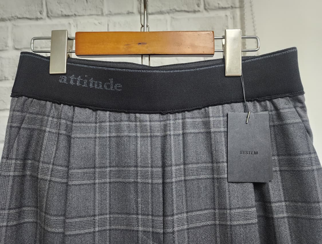 시스템 체크 여성바지 26 간절기~겨울 밴딩 와이드팬츠 WM16 상품이미지2