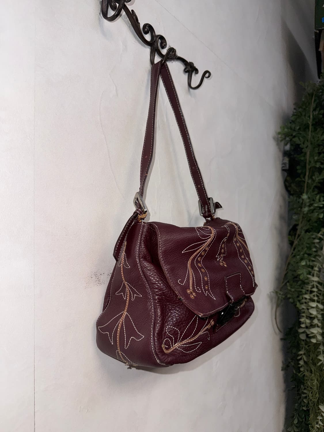 Burgundy oriental stitch flower 숄더백 상품이미지2