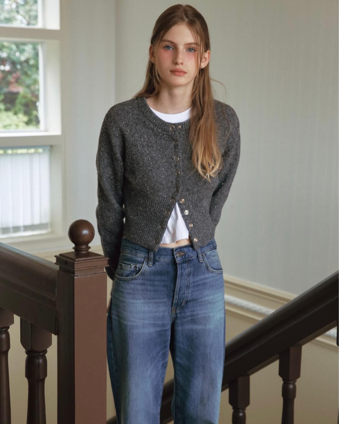 레터프롬문 코니 더스트 파인 울 가디건 그레이 상품이미지3