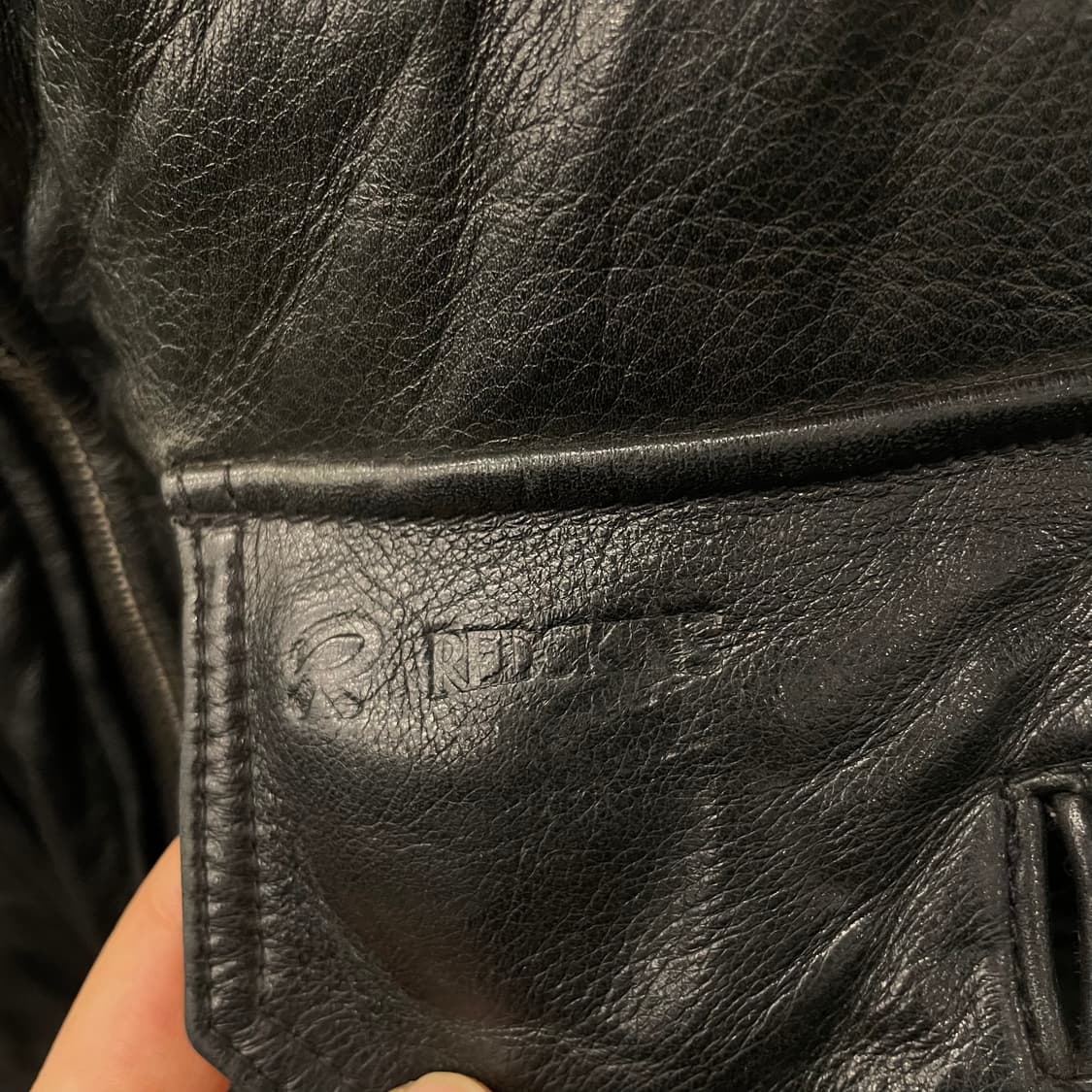 90s Red Skins 빈티지 클로딩 봄버 송아지 가죽 자켓 상품이미지5