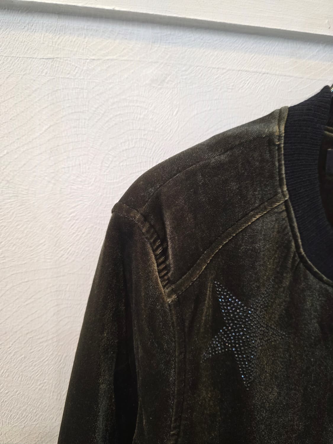 GGPX 올리브그린 벨벳 스타 아플리케 봄버 자켓 S 상품이미지3