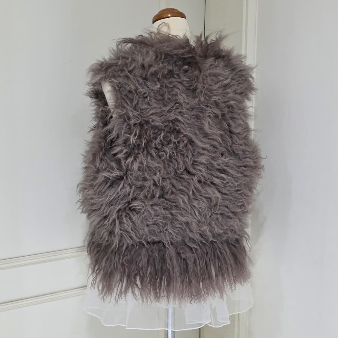 일본빈티지) 브라운 자연양털모피 조끼 퍼 베스트 오네갸루라떼히메 상품이미지2