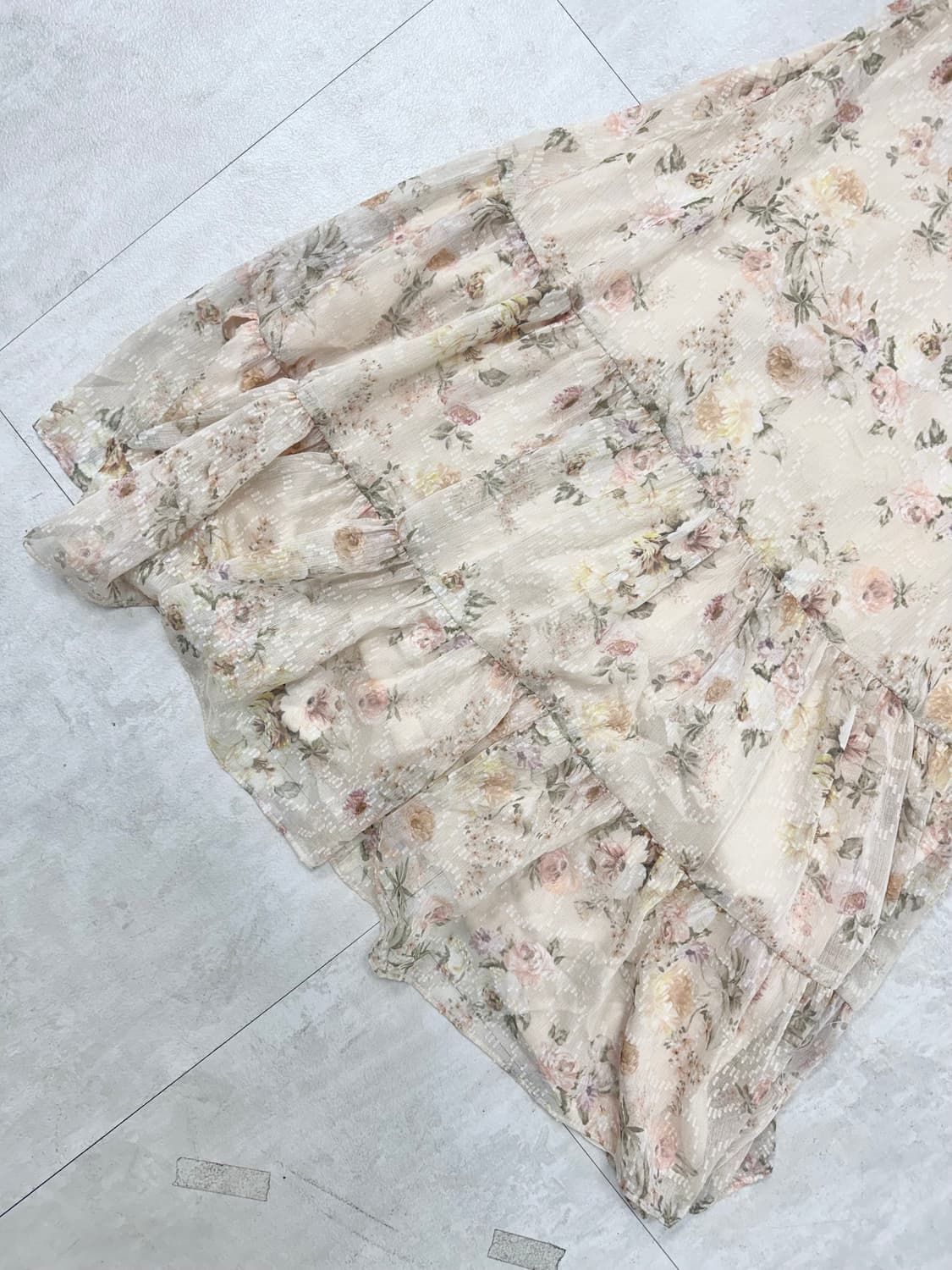 •VALLO DE NERA 플라워 쉬폰 롱 원피스 상품이미지3