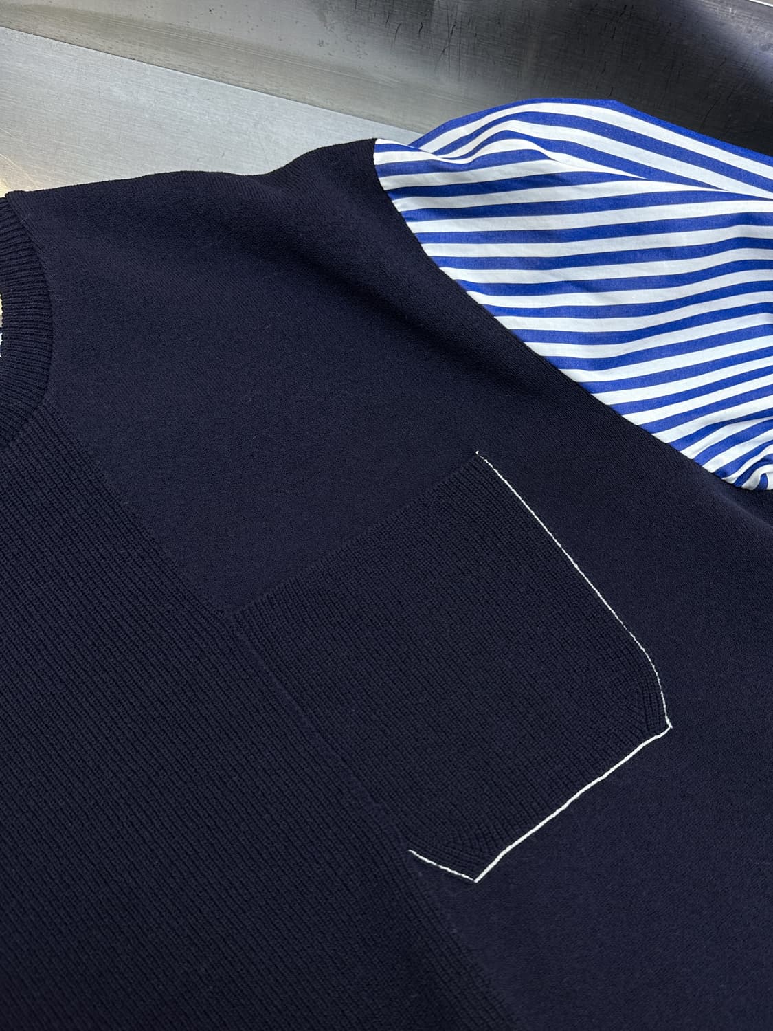 솔리드 옴므 19ss 스트라이프 레이어드 니티드 셔츠 상품이미지4