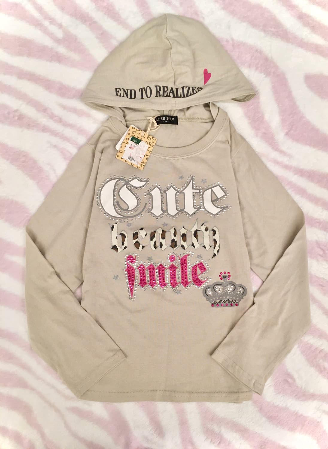 헤이세이 Y2K 레오파드 큐빅 레터링 후드티 갸루 상품이미지1