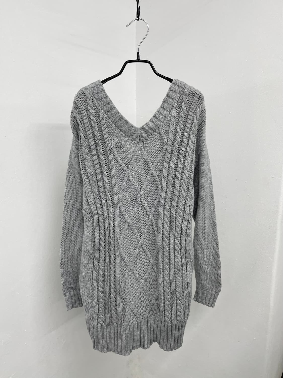 세실맥비 그레이 레이스업 니트 원피스 상품이미지2