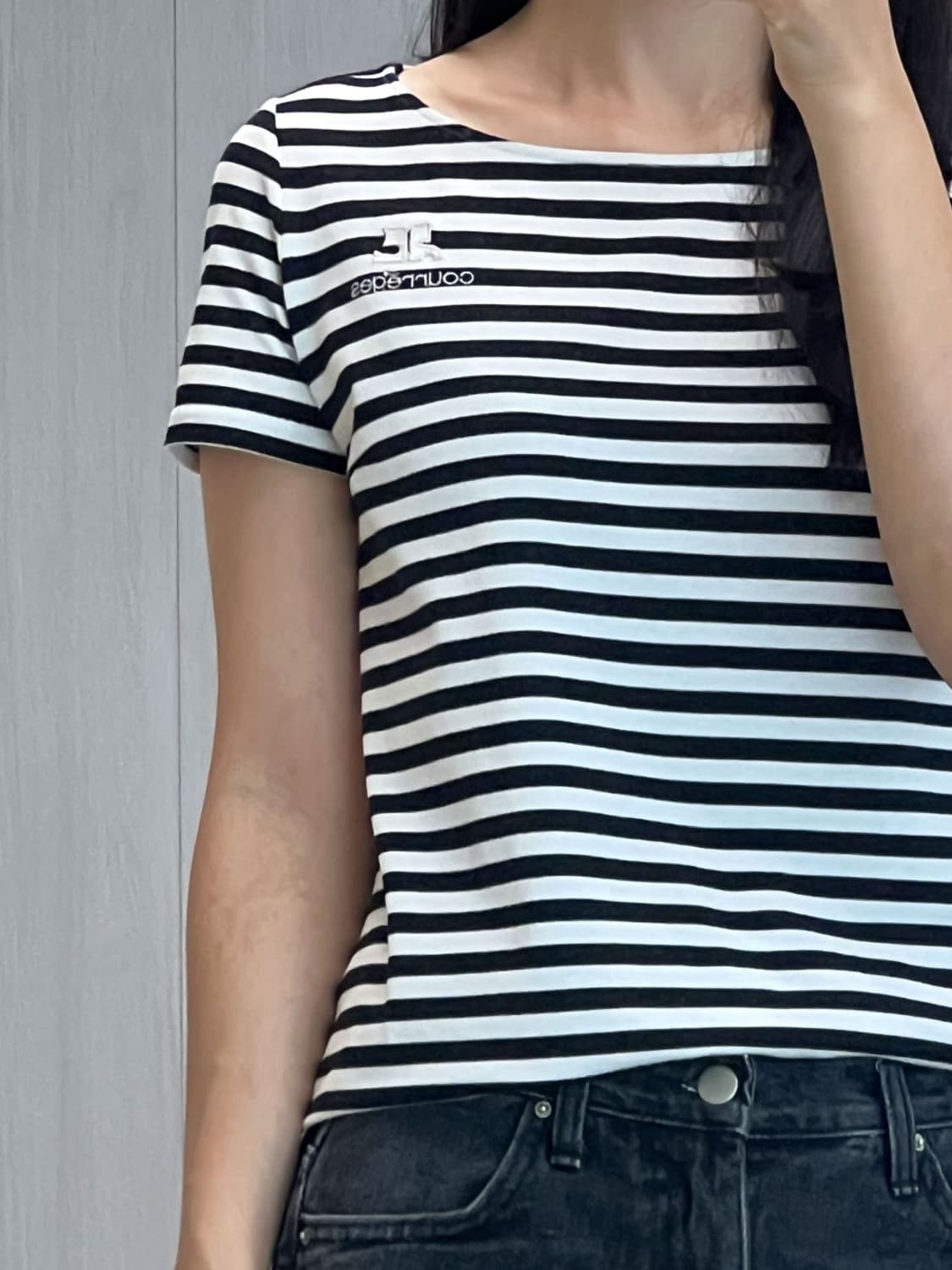courreges / 꾸레쥬 블랙 스트라이프 반팔 티셔츠  상품이미지10