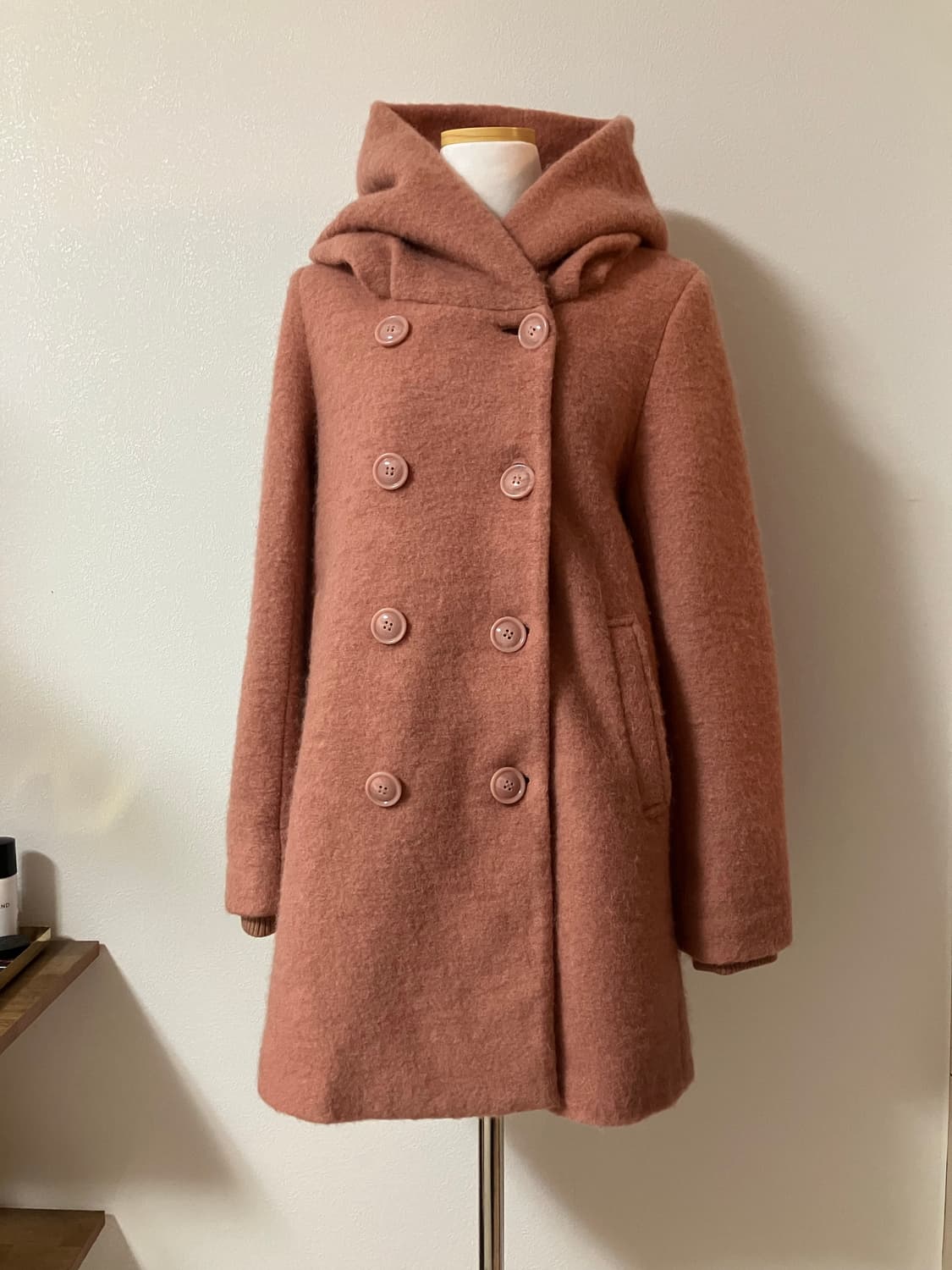 핑크색 더블 버튼 후드 코트 일본빈티지 모리걸 하구미 히메갸루 상품이미지1