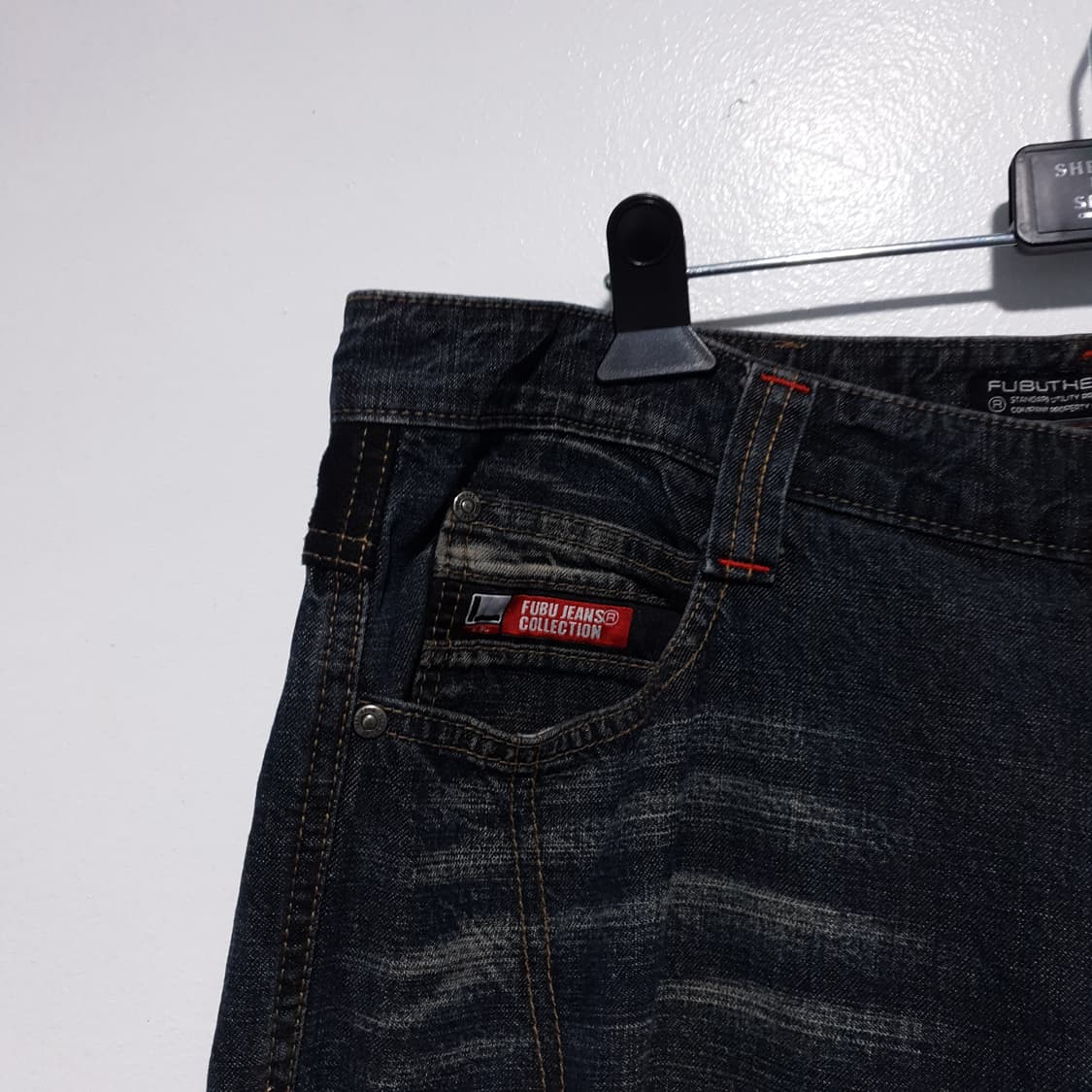 36인치) 후부 빅로고 데님 올드스쿨 힙합 패치워크 와이드 데님 팬츠 상품이미지5