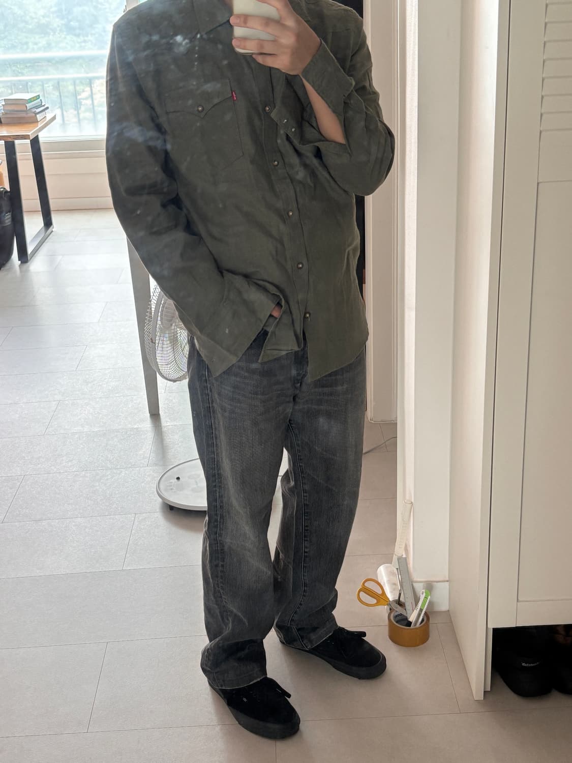 Levis Olive Western Shirt-웨스턴 디테일,빈티지무드 상품이미지1