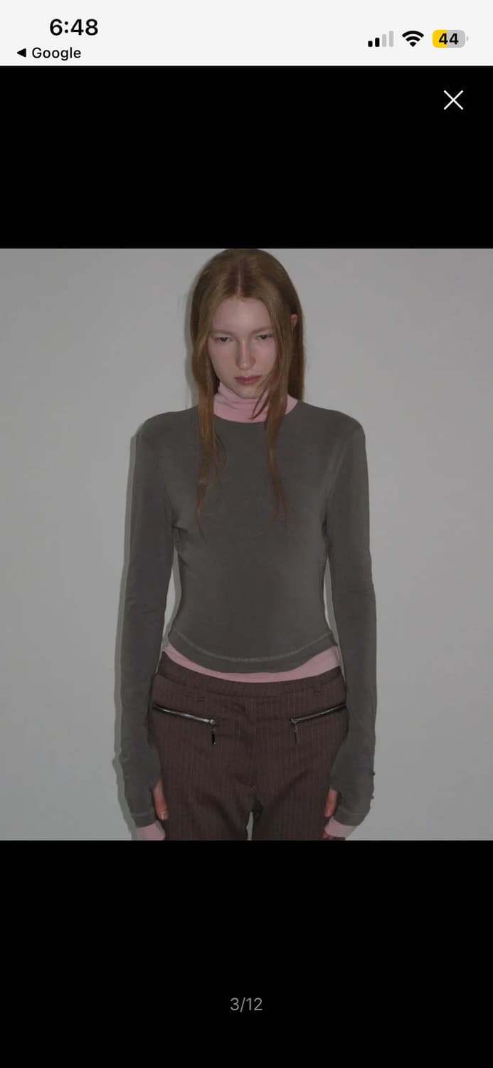 파르티멘토 우먼 더블레이어드 하이넥 티 그레이 상품이미지1